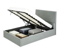 HOMCOM Letto Struttura con Spazio a Scomparsa e Testiera Vellutata Grigio