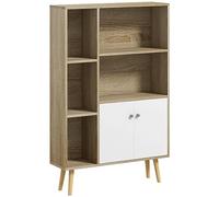 HOMCOM Libreria 5 Nicchie Armadio 2 Ante 80x23.5x123 cm Rovere