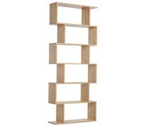 HOMCOM Libreria 6 ripiani a forma di S per ufficio domestico, noce | Unità di stoccaggio, scaffale espositivo, per soggiorno, camera da letto, pianta
