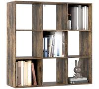 HOMCOM Libreria a 3 ripiani, moderna libreria a cubo con 9 scomparti aperti, espositore autoportante per soggiorno, camera da letto, studio, marrone rustico