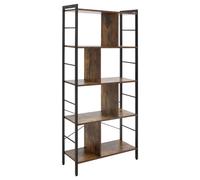 Homcom Libreria a 4 livelli stile industriale 74X30X157,5 cm Marrone