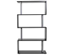 HOMCOM Libreria a 4 Ripiani Design Moderno in Legno e Metallo, Libreria Scaffale per Soggiorno, Studio, Ufficio, 80x30x145cm Nero