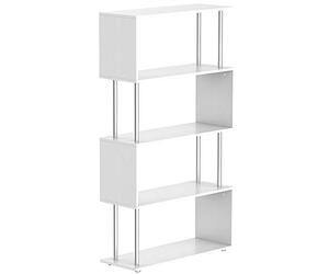 HOMCOM Libreria a 4 Ripiani Design Moderno in Legno e Metallo, Libreria Scaffale per Soggiorno, Studio, Ufficio, 80x30x145cm Bianca