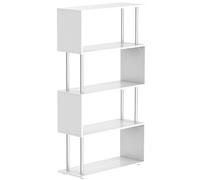 HOMCOM Libreria a 4 Ripiani Design Moderno per Soggiorno 80x30x145cm Bianca