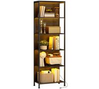 HOMCOM Libreria a 5 livelli con illuminazione LED a 7 colori, scaffale portaoggetti, struttura in acciaio, stile industriale, mobile contenitore per soggiorno, scrivania, camera da letto, 60x30 cm,