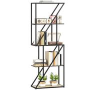 HOMCOM Libreria a 5 livelli, libreria industriale con ripiani aperti e telaio in acciaio incrociato, per soggiorno, camera da letto, ufficio, 60 x 30 x 165 cm, rovere