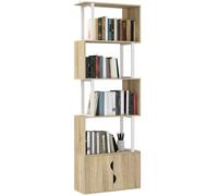 HOMCOM Libreria a 5 livelli, mobile portaoggetti a forma di S con ripiani e armadio a doppia porta, mensola portaoggetti per soggiorno, camera da letto, ufficio, 60 x 23,8 x 179,2 cm, effetto legno