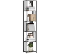 HOMCOM Libreria a 5 ripiani, moderna libreria alta con telaio in acciaio, espositore autoportante per soggiorno, camera da letto, studio, casa, ufficio, grigio