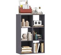 HOMCOM Libreria a 6 cubi, moderna libreria autoportante a 3 ripiani, scaffale per soggiorno, camera da letto, casa, ufficio, studio, grigio