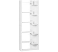 HOMCOM Libreria a 6 livelli, libreria alta, scaffale per libri moderno, design irregolare, per soggiorno, camera da letto, ufficio, 60 x 21 x 162,5 cm, bianco