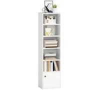 HOMCOM Libreria a 6 livelli, scaffale con porta, 40 x 30 x 156 cm, bianco