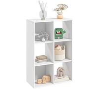 Libreria Bianca dal Design Moderno con 6 Scomparti, HOMCOM, 61.5x29.5x91.5cm