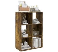 HOMCOM Libreria a Cubi con 6 Ripiani Portaoggetti dal Design Rustico, Libreria Moderna in Legno, per Cameretta, Studio, Ufficio, 61.5x29.5x91.5 cm, Marrone
