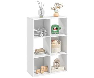 HOMCOM Libreria a Cubi con 6 Ripiani Portaoggetti dal Design Rustico, Libreria Moderna in Legno, per Cameretta, Studio, Ufficio, 61.5x29.5x91.5 cm, Bianco