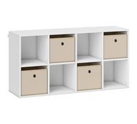 HOMCOM Libreria a Cubi con 8 Comparti e 4 Cassetti di Tessuto, 105,9x30x53,7 cm, Bianco e Beige Aosom Italy