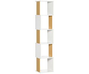 HOMCOM Libreria a S con 5 ripiani a giorno per soggiorno ufficio studio antiribaltamento Carico 100 kg 33x28x161 cm Bianco