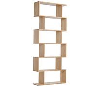 HOMCOM Libreria a scaffale Zig Zag Design Contemporaneo 80 L x 23 L x 192 H cm 6 livelli, colore rovere chiaro