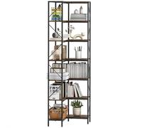 HOMCOM Libreria ad Angolo a 7 Ripiani, Libreria Scaffale Salvaspazio Slim, Scaffale Portaoggetti Industriale per Soggiorno, Camera da Letto Ufficio Angolo, 60x60x198 cm, Marrone Rustico