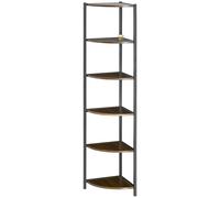 HOMCOM Libreria ad Angolo Moderna a 6 Ripiani in MDF e Metallo 34x34x166cm
