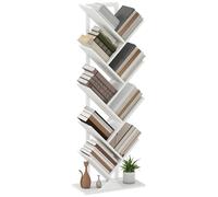 HOMCOM Libreria Albero 9 Ripiani Industriale Telaio Acciaio Bianco