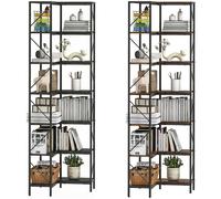 HOMCOM Libreria ad Angolo Industriale a 7 Livelli in Truciolato Acciaio Marrone