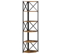 HOMCOM Libreria Angolare a Muro, Scaffale Stile Industriale in Legno e Metallo con 5 Ripiani, 39x39x175cm, Marrone Rustico