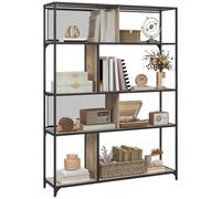 HOMCOM Libreria - Armadietto portaoggetti a 5 livelli, ante scorrevoli in rete, telaio in acciaio, stile industriale, per soggiorno, camera da letto, cucina, 120 x 30 x 161 h, grigio e nero