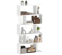 HOMCOM Libreria Moderna a S a 5 Livelli in Truciolato 80x24x159 cm Bianco