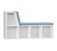 HOMCOM Libreria banco 2 in 1 con 5 compartimenti di archiviazione e 2 cuscini 108 x 30 x 60 cm bianco e blu Aosom Italy