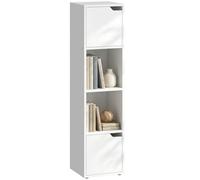 HOMCOM Libreria con 2 Armadietti e Ante, Scaffale a 4 Ripiani, Mobile Libreria con Ripiani Aperti e Design Antiribaltamento, per Soggiorno, Camera da Letto, Ufficio, Bianco