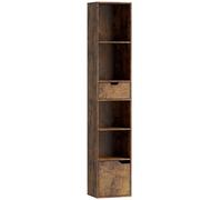 HOMCOM Libreria con 6 ripiani regolabili, cassetto, anta e scaffale personalizzabile, marrone Aosom Italy