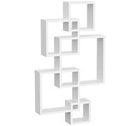 HOMCOM Libreria da Parete Sospesa 5 Cubi Legno 49.5x10.2x86cm Bianco
