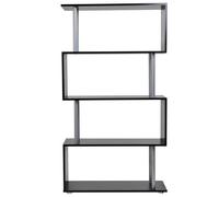 HOMCOM Libreria Design Moderna 4 Ripiani in Legno e Ferro 80×30×145cm Nera