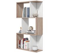 HOMCOM Libreria Design Moderno a 3 Ripiani 60x24x111.4cm Bianco e Legno Naturale