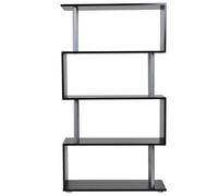 HomCom Libreria di Design Moderno con 4 Ripiani a Parete in Legno Mobili Ufficio Scaffale Nero