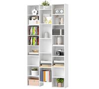 HOMCOM Libreria in Legno Alta 181cm 21 Scomparti e 10 Ripiani Regolabili Bianco