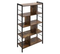 HOMCOM Libreria Industriale a 5 Ripiani con Scomparti Aperti, Marrone Rustico