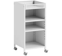 HOMCOM Libreria mobile con ripiani regolabili, carrello a 3 livelli con cestello superiore, bianco Aosom Italy