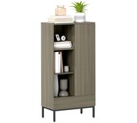 HOMCOM Libreria, mobile contenitore con armadio ad ante, scaffale con 3 scomparti aperti e ripiani regolabili, credenza per soggiorno e sala da pranzo, 60 x 34 x 121 cm, grigio