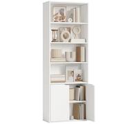 HOMCOM Libreria Moderna 4 Ripiani Armadietto 2 Ante 59x29x180cm Bianco
