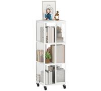 HOMCOM Libreria Moderna a 3 Ripiani in Metallo con Ruote, 35x35x99 cm, Bianco