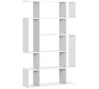 HOMCOM Libreria moderna a 5 ripiani, con 13 ripiani aperti, scaffale decorativo autoportante per casa, ufficio e studio, bianco