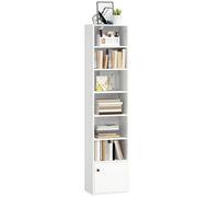 Homcom Libreria moderna a 7 livelli con ripiani aperti e anta 40X30X180 cm Bianco