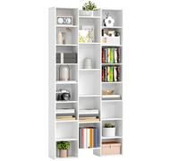 HOMCOM Libreria Moderna Alta 181 cm 21 Scomparti e 10 Ripiani Regolabili Bianco