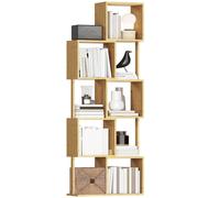 HOMCOM Libreria Moderna Asimmetrica a 5 Livelli in Bambù, 62.5x23x165 cm Legno