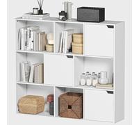 HOMCOM Libreria Moderna con 6 Sezioni Aperte e 3 Chiuse in Legno Bianco