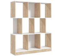 HOMCOM Libreria Moderna con 8 Scomparti in Legno, Bianca e Rovere, 100 x 30 x 124 cm