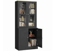 HOMCOM Libreria moderna con ante in vetro, Scaffale per libri, Nero