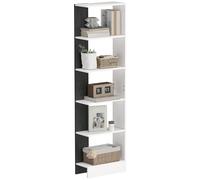 HOMCOM Libreria Moderna Salvaspazio a 5 Ripiani 45x21x170 cm Bianco e Nero