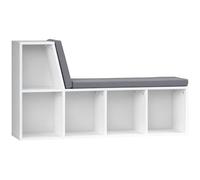 HOMCOM Libreria - Panca 2 in 1, con 5 scomparti e 2 cuscini per scaffale, 108 x 30 x 60 cm, colore: Bianco Grigio